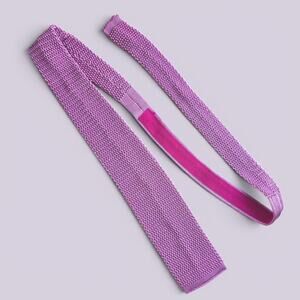 Italian 100% Silk Knit Tie Lavender Lilac Textured 59" Made Italy